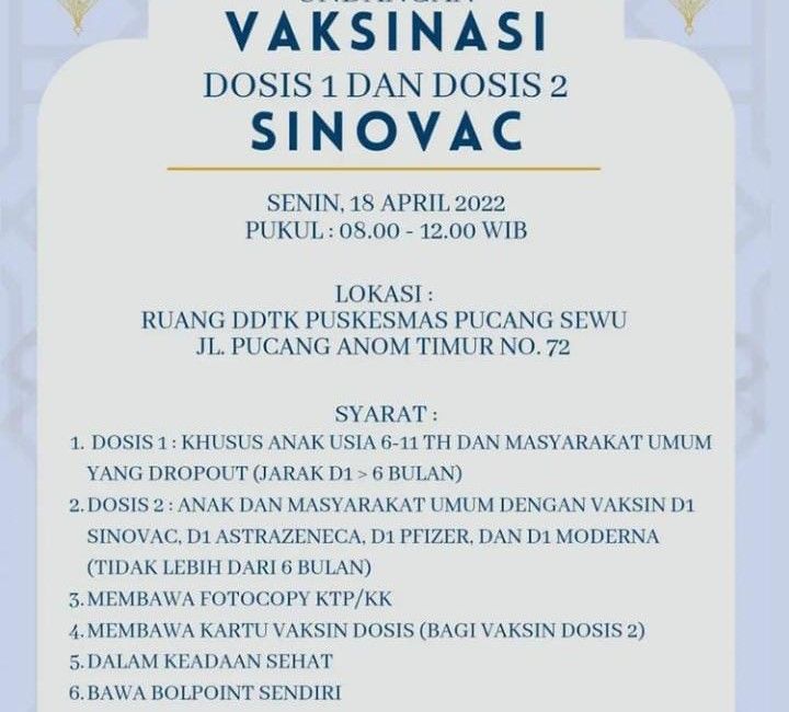 Info vaksin di Puskesmas Pucang Sewu Surabaya