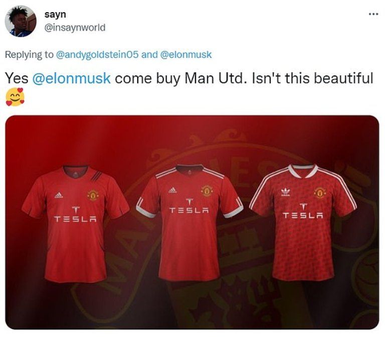 Gagal Beli Twitter 582 Triliun, Suporter Setan Merah Rayu Elon Musk Ambil Alih Manchester United//Twitter