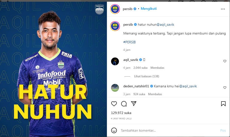 uchamad Aqil Savik hengkang dari Persib Bandung 