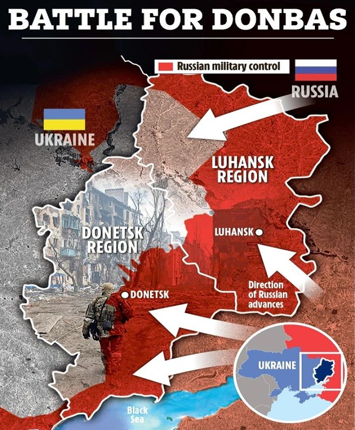 Peta pertempuran Rusia-Ukraina di Donbass.*