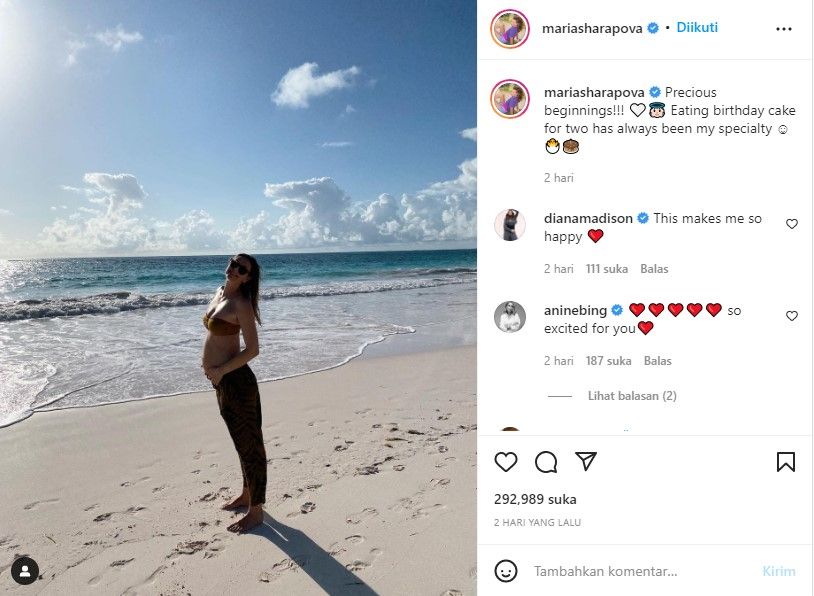 postingan Maria Sharapova mengumumkan kehamilan anak pertama