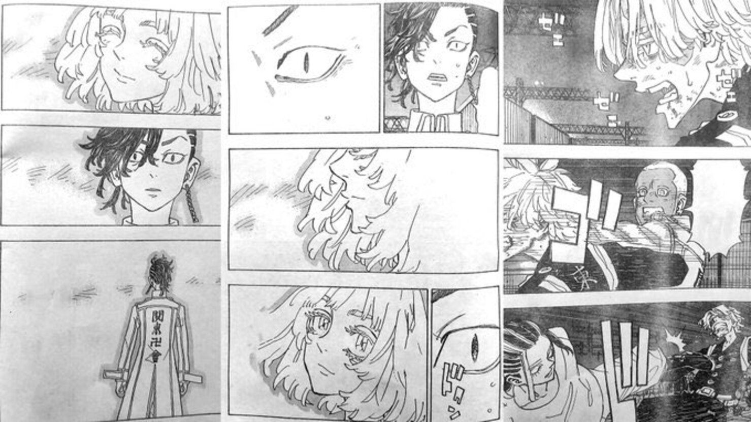 terlihat scene dimana Hajime Kokonoi mengingat senyum Senju, Inupi dan lainnya berusaha menyadarkan Koko kembali dibandingkan sebuah lamunan.