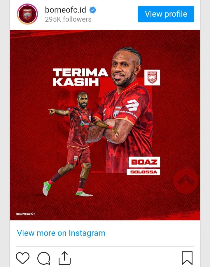 Repost Instagram resmi Borneo FC