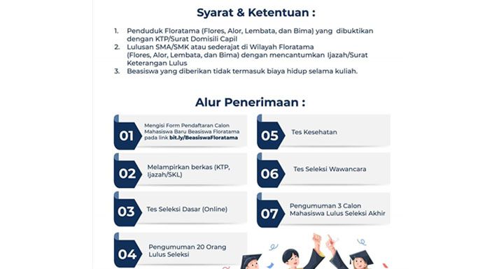 Syarat dan alur pendaftaran Beasiswa Floratama.
