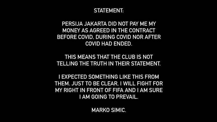 Pernyataan Marko Simic.