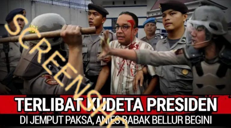 Thumbnail video yang menyebut Anies Baswedan terlibat kudeta Presiden Jokowi