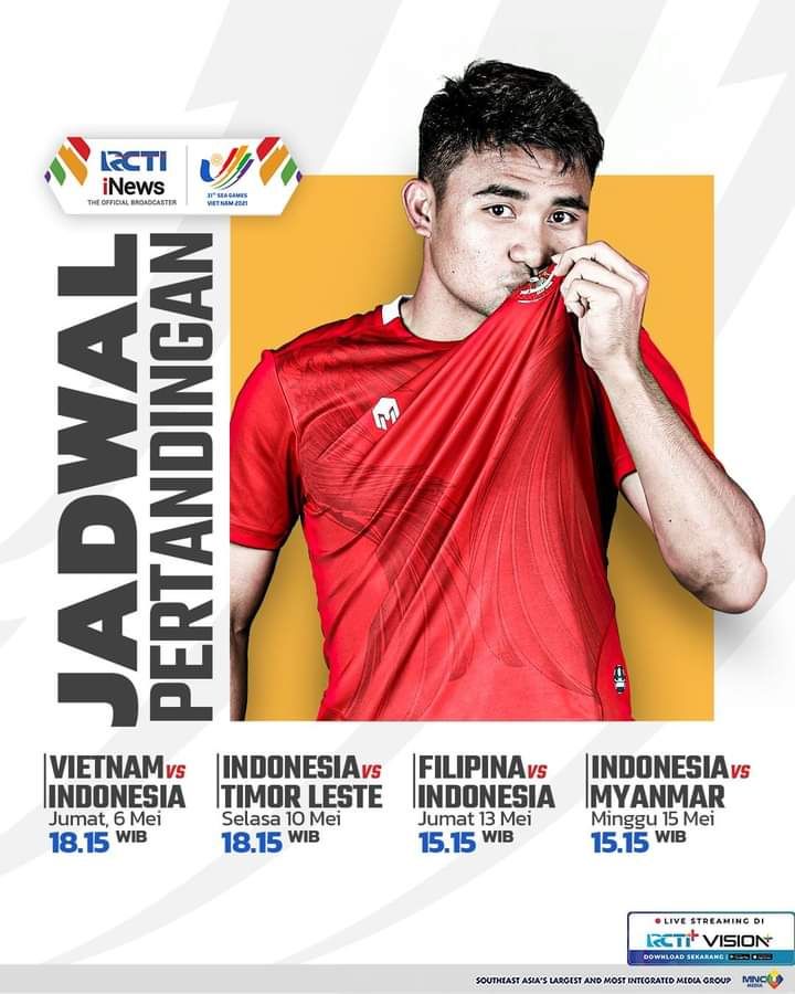 Layanan televisi penyiar SEA Games 2021 dan jadwal bertanding Timnas Indonesia U-23