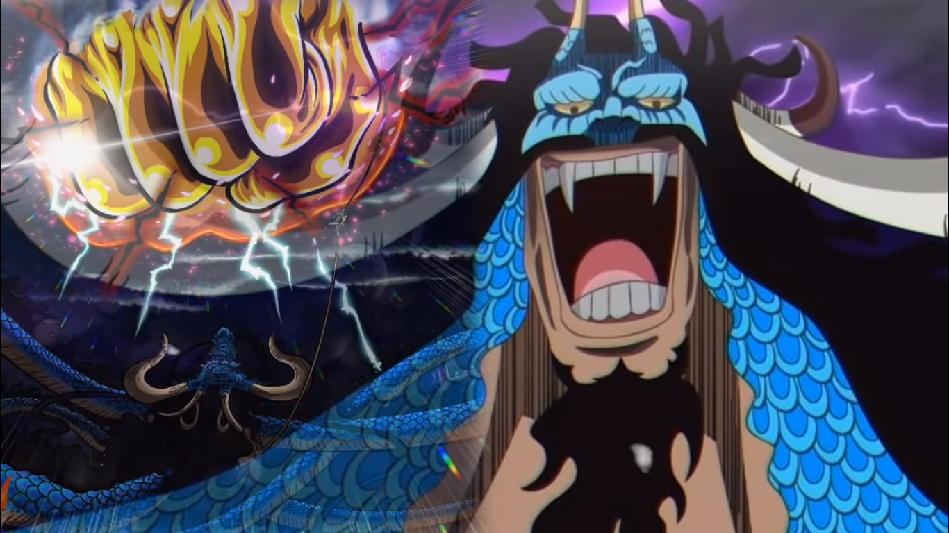 Serangan tinju raksasa Luffy dikatakan gagal mengenai Kaido dalam One Piece 1048. 