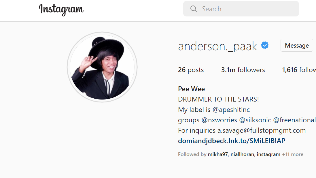 Profil Picture Instagram Anderson Paak