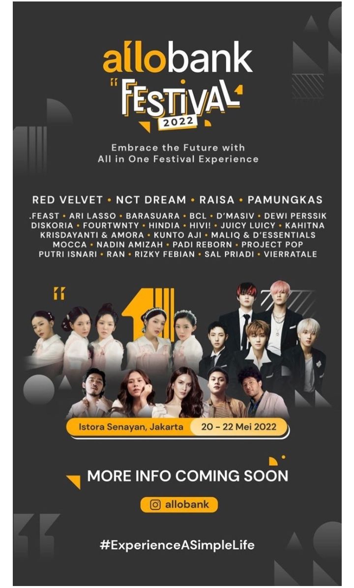 Gelaran Allo Bank Festival 2022, Hadirkan  Raisa Hingga Red Velvet dan NCT Dream, Kapan?
