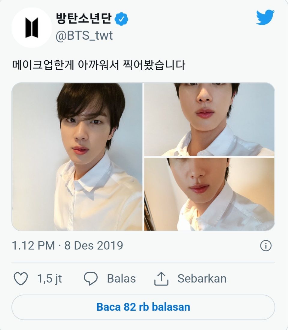 Postingan Jin BTS di Twitter @BTS_twt