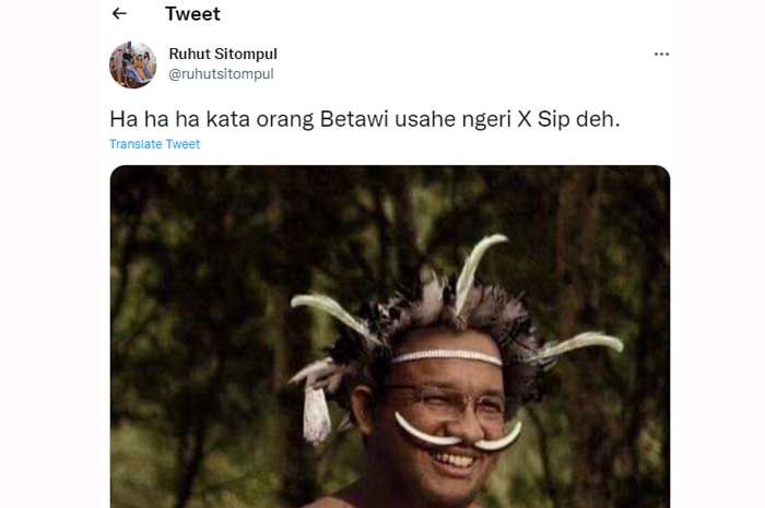 Cuitan Ruhut Sitompul di Twitter yang membawa nama Betawi.