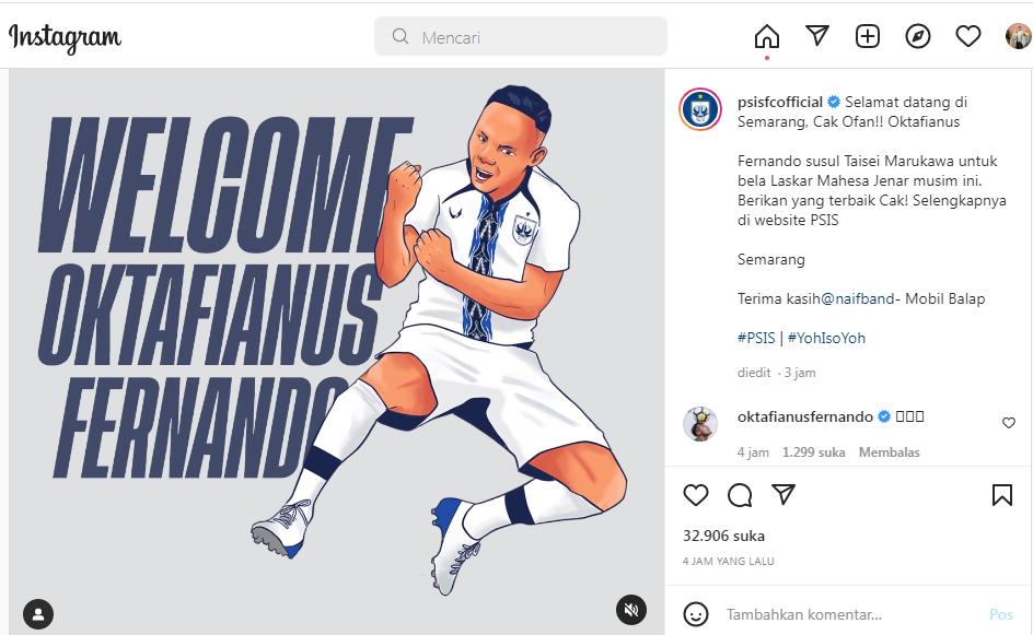 Oktafianus Fernando resmi merapat ke PSIS Semarang