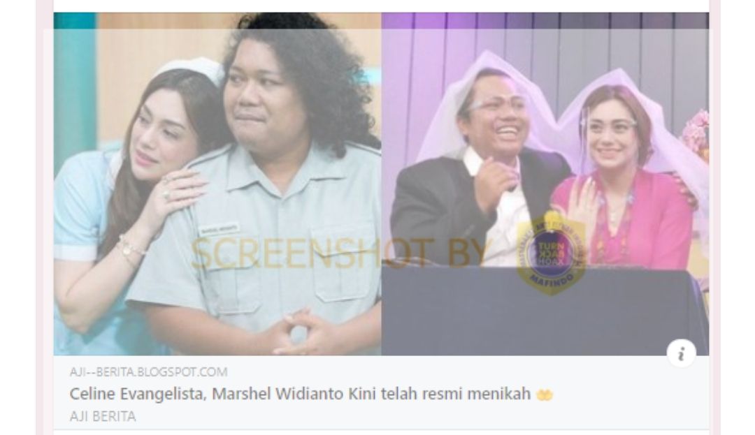 Thumbnail yang menginformasikan bahwa Marshel Widianto dan Celine Evangelista resmi menikah
