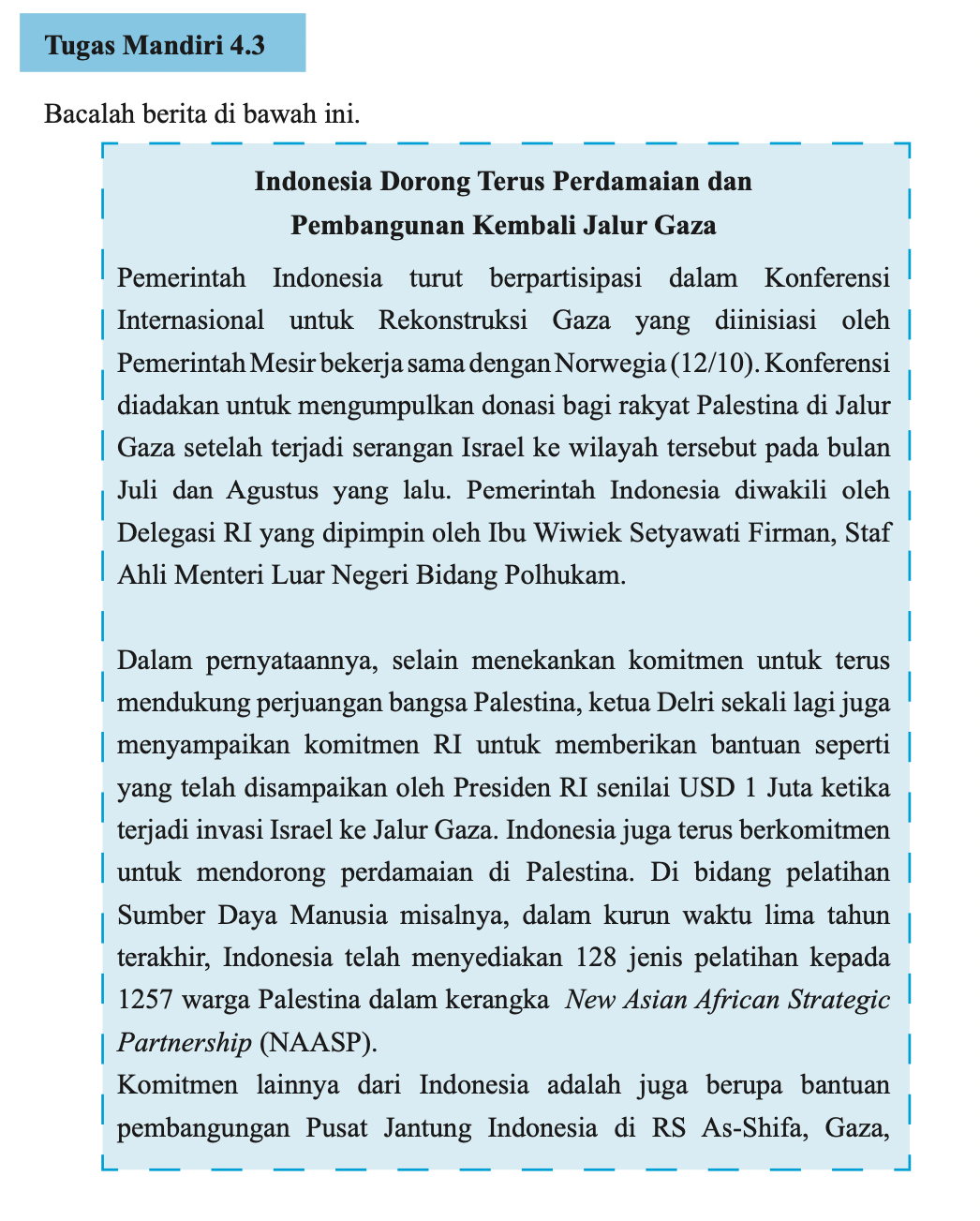 Pembahasan Soal PKN Kelas 11 Halaman 129-131 Tugas Mandiri 4.3 Peran Indonesia dalam Perdamaian Dunia