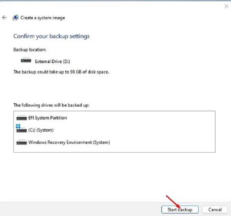 cara backup system di windows 11