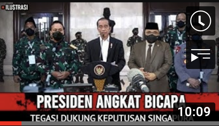 Thumbnail video yang mengatakan Presiden Jokowi mendukung keputusan pemerintah Singapura mendeportasi Ustadz Abdul Somad dari negaranya