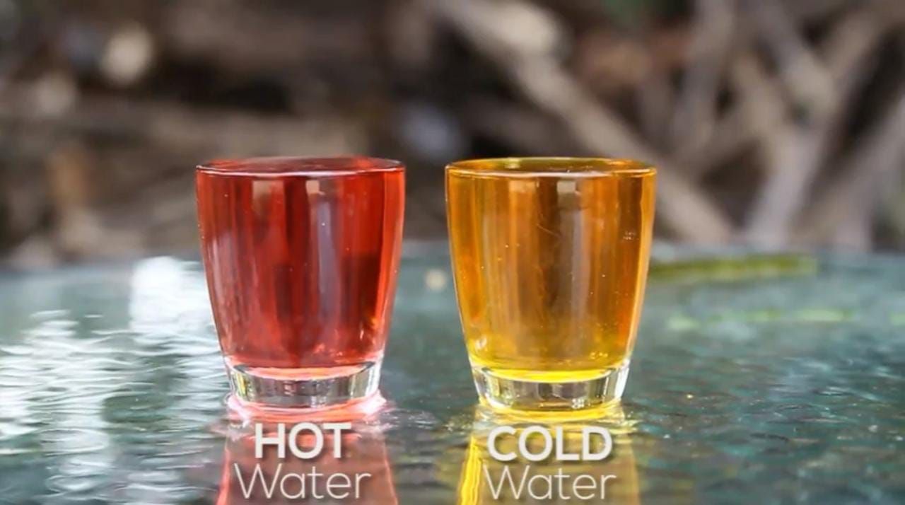 Ilustrasi eksperimen sederhana air panas vs air dingin