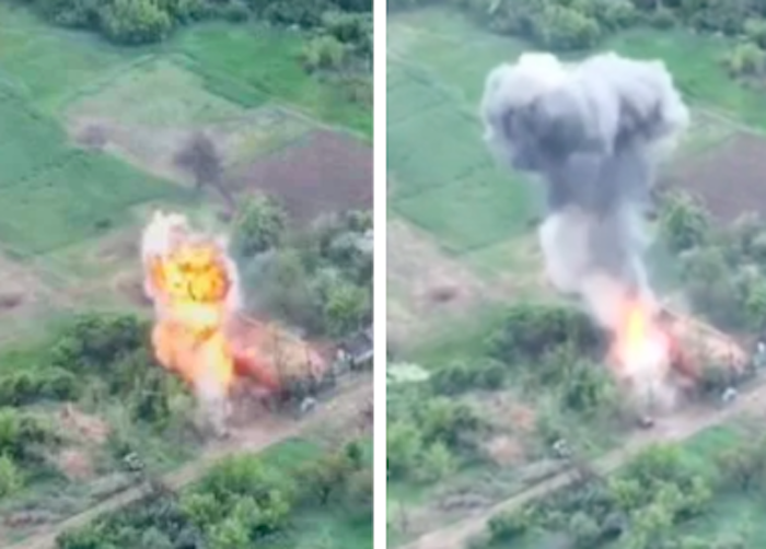 Beginilah detik-detik pasukan terjun payung Ukraina meledakkan tank Rusia.