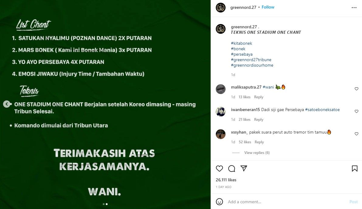 Persebaya vs Persis, Bonek Siap Guncang Stadion Gelora Bung Tomo dengan One Stadium One Chant.