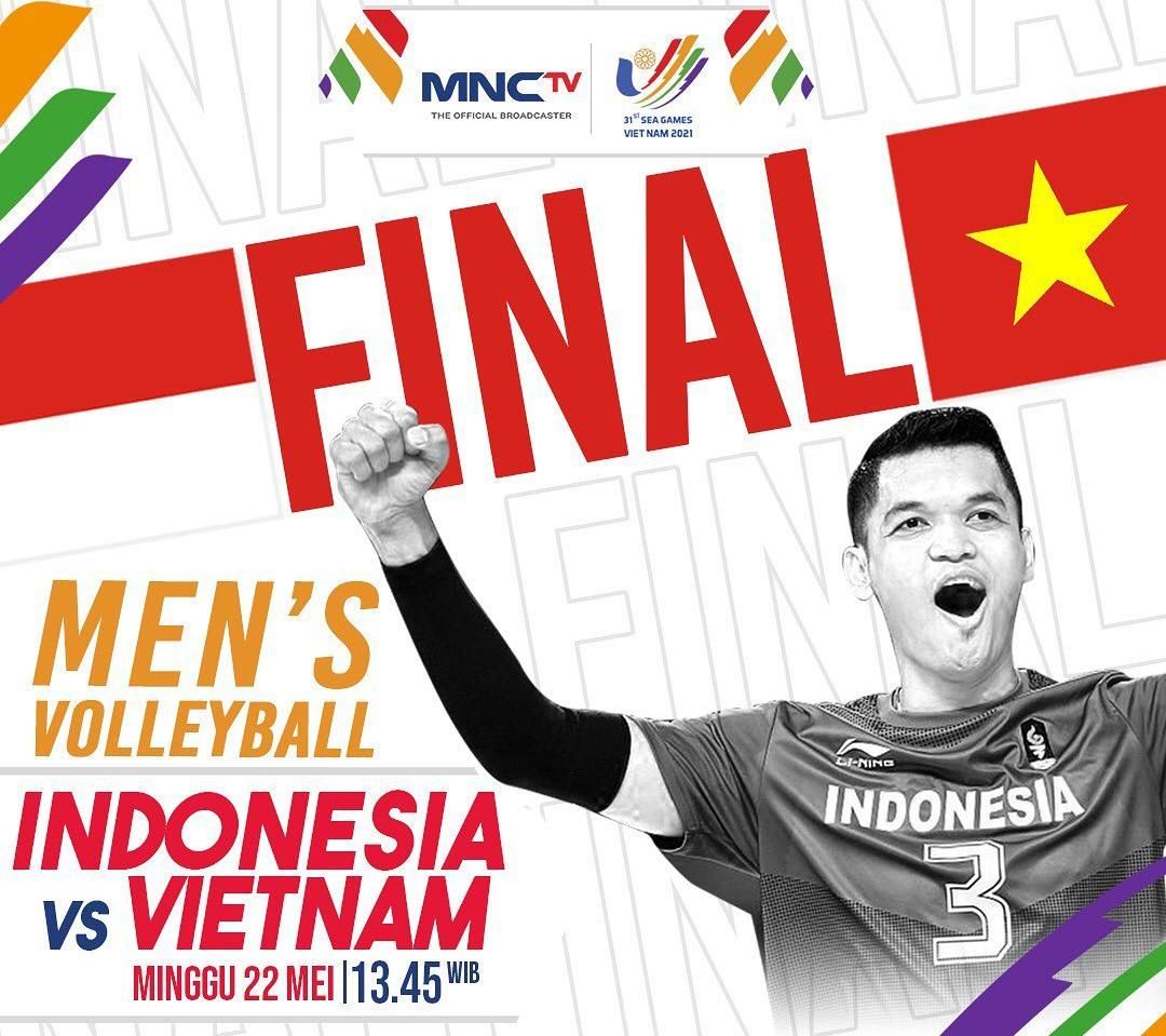 Jadwal Final Voli Putra Sea Games 2021 Live MNCTV Hari Ini Minggu 22 Mei 2022