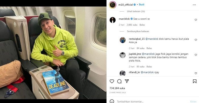 Postingan Instagram Mesut Ozil yang dibalas Marc Klok pemain Persib Bandung
