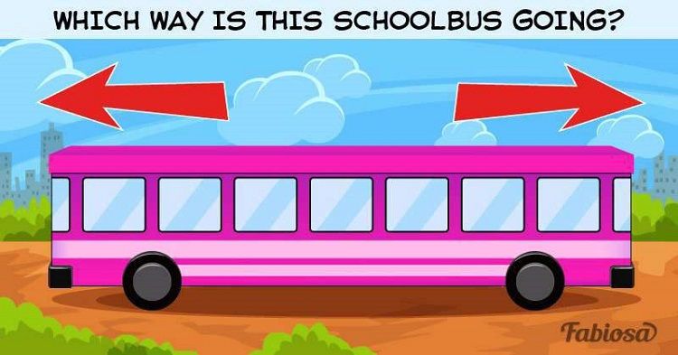 Tes IQ. Teka-tekinya sederhana: Lihat bus sekolah pada gambar, dapatkah Anda mengetahui ke mana arahnya? 