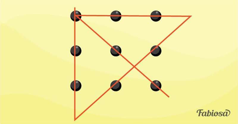 Jawaban tes IQ dalam menghubungan titik dengan 4 garis. /Fabiosa