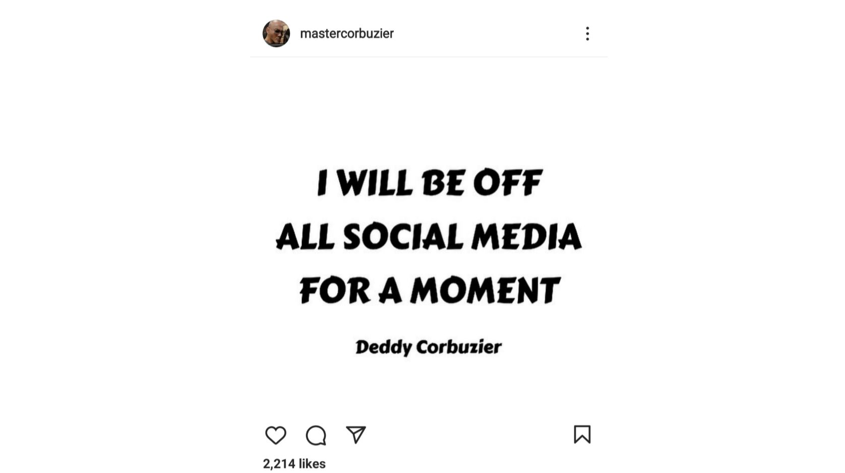 Unggahan Deddy yang pamit dari media sosial.
