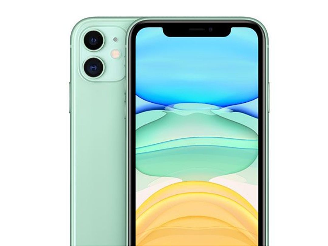  The image shows the front and back of a green iPhone, which is similar to the iPhone 11, and is available for under Rp 3 million.