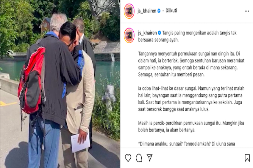 Tangkapan layar postingan @js_khairen tentang Ridwan Kamil yang Cari Eril.