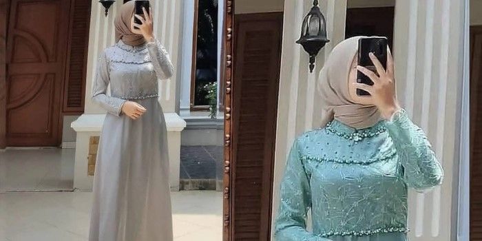 Model Dress kebaya Muslim kombinasi brokat