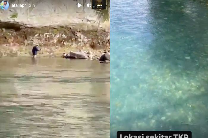 Atalia Praratya juga membagikan video lain saat sang suami, Ridwan Kamil melakukan susur sungai sambil berjalan. 