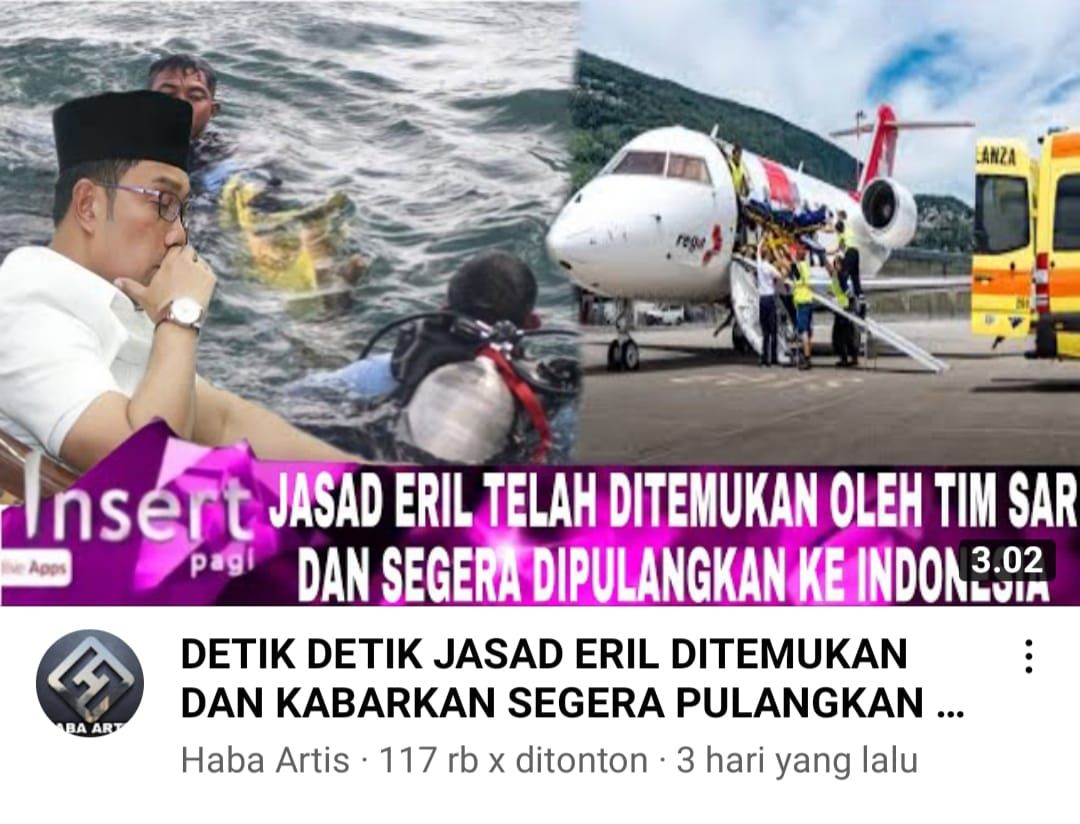 Tumbnail Jasad Eril Ridwan Kamil Ditemukan, Segera Dibawa Pulang ke Indonesia, Begini Sebenarnya