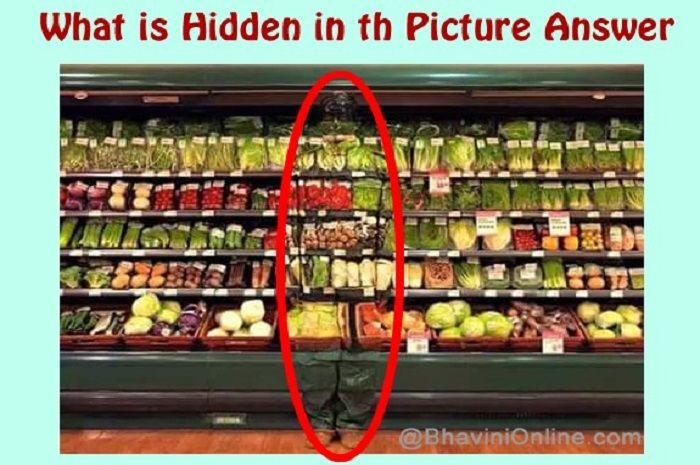 Ternyata objek tersembunyi di rak sayur ini adalah orang.*
