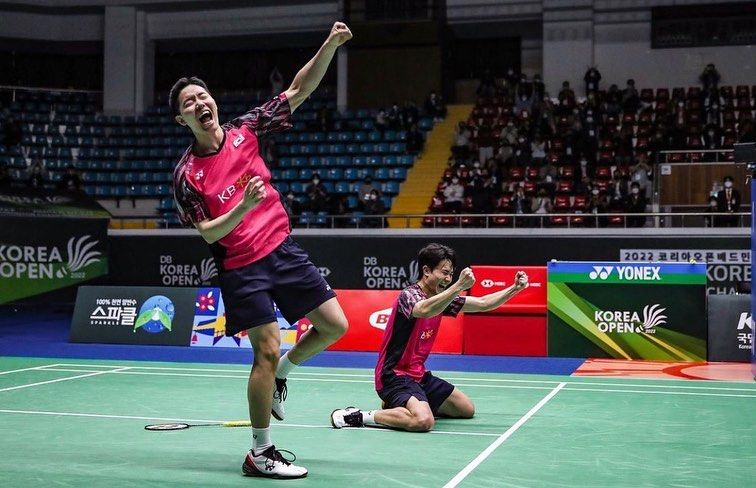 Profil lengkap Kang Min Hyuk-Seo Seung Jae, pemain badminton ganda putra Korea lawan Hendra Setiawan-Mohammad Ahsan The Daddies di babak 16 besar Indonesia Masters 2022.
