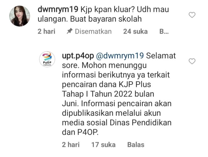 Komentar P4OP Dinas Pendidikan Jakarta.