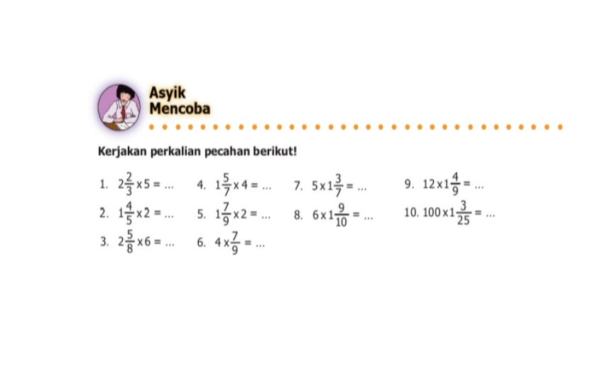 Kunci Jawaban Matematika Kelas 5 SD MI Halaman 20: Perkalian Pecahan Campuran dengan Bilangan Asli