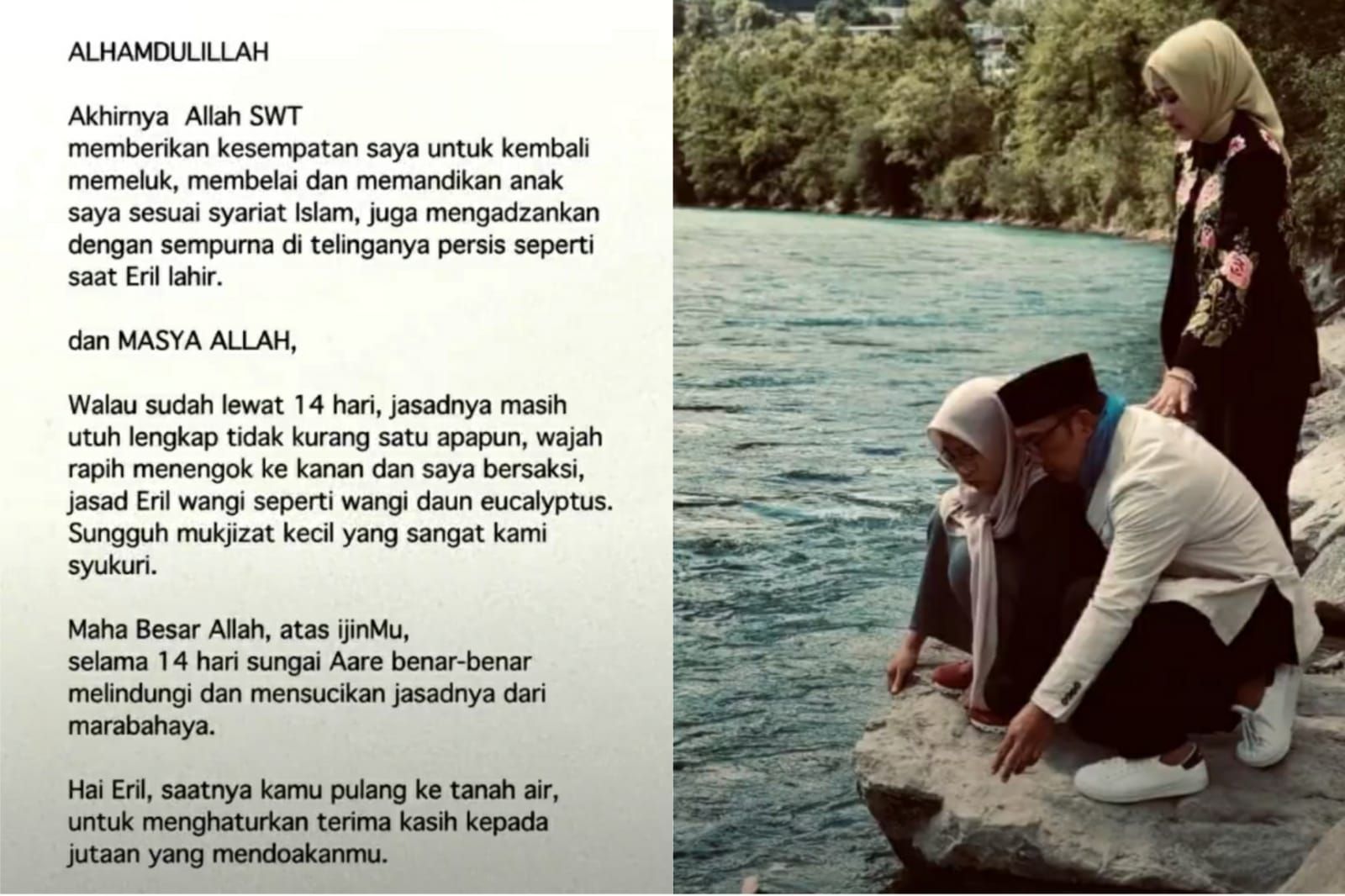Ridwan Kamil Bersyukur Jasad Putranya Telah Ditemukan./Instagram @ridwankamil /