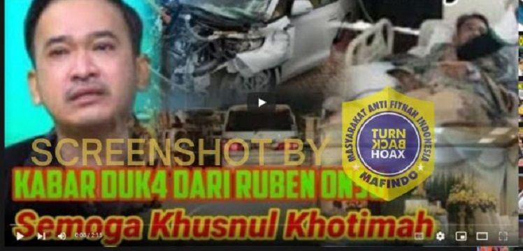 Thumbnail video yang menyebut Ruben Onsu meninggal dunia
