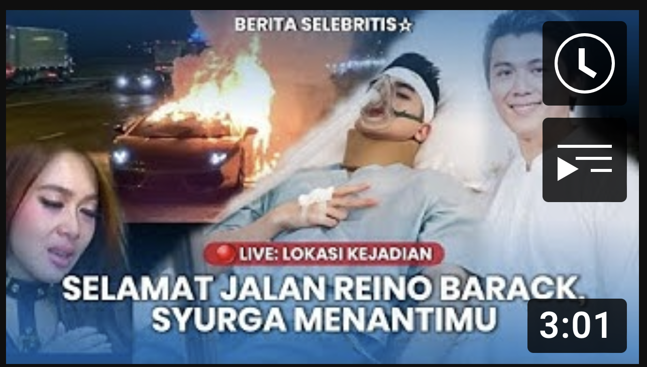 Thumbnail video yang mengatakan suami Syahrini, Reino Barack meninggal karena kecelakaan