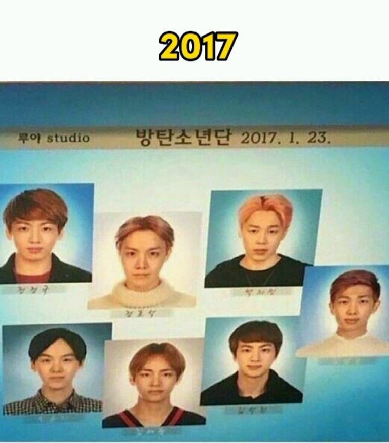 Foto member BTS yang digunakan untuk identitas tahun 2017.