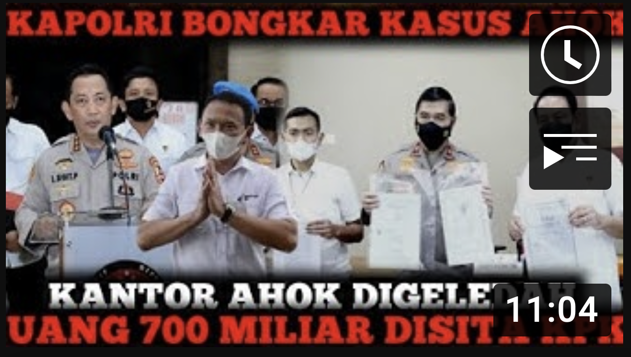 Thumbnail video yang mengabarkan kantor Ahok digeledah KPK