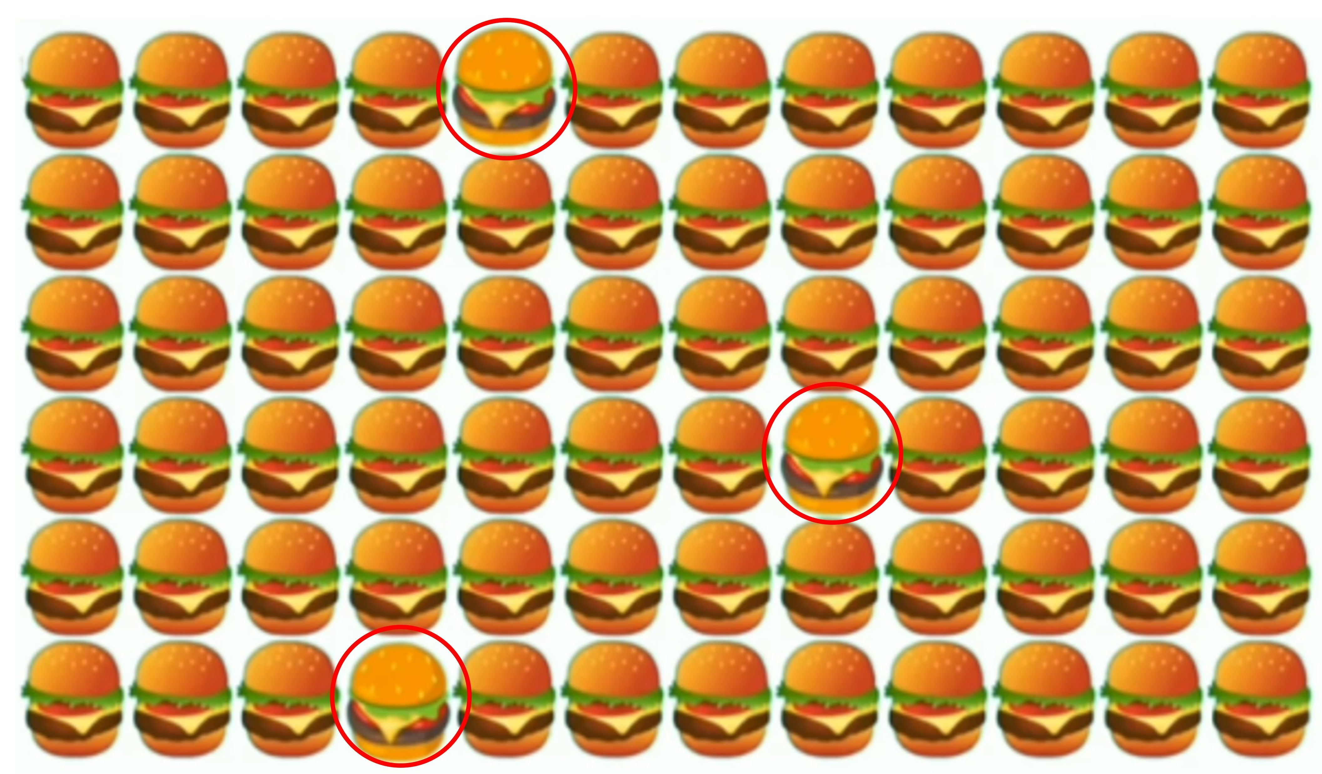 Jawaban tes fokus dalam mencari burger yang berbeda di gambar Timeless Life.  