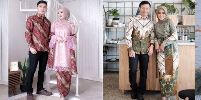 Model baju batik kombinasi couple muslim