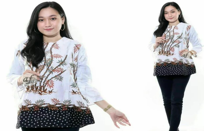 Model baju batik atasan wanita kantor