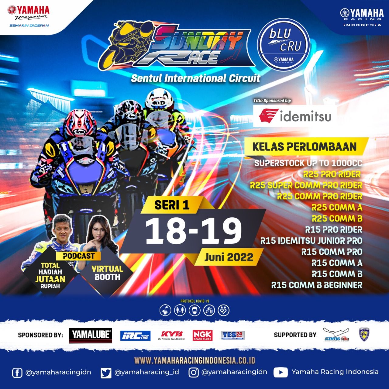 Idemitsu bLU cRU Yamaha Sunday Race 2022 Siap Dimulai Seri 1 18-19 Juni di Sentul, One Make Race Pertama