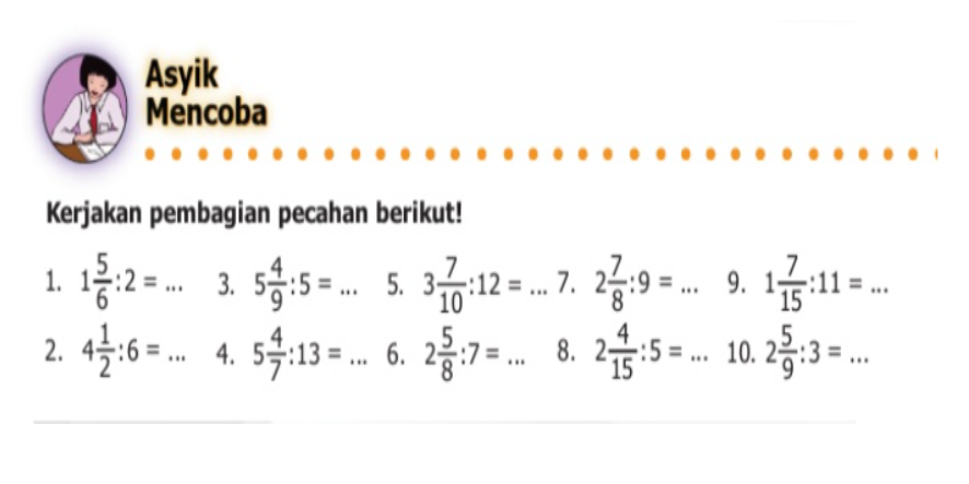 Kunci Jawaban Matematika Kelas 5 SD MI Halaman 29: Kerjakan Pembagian Pecahan Berikut, Buku Senang Belajar Matematika