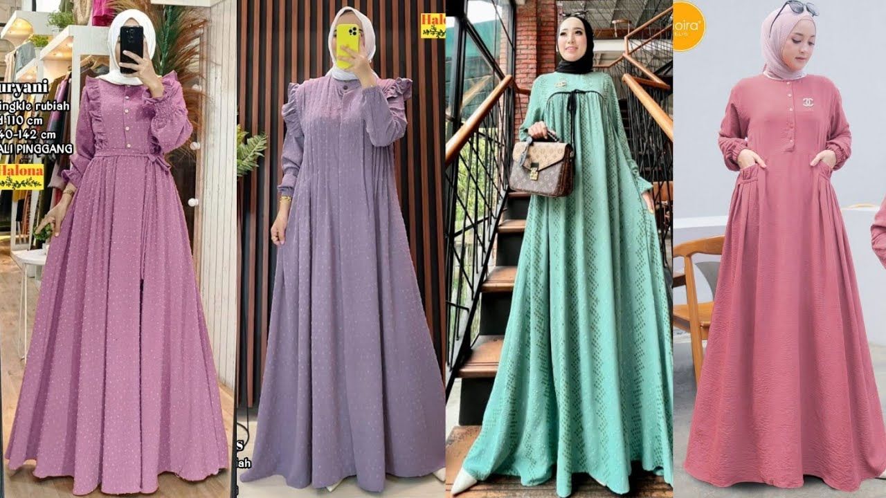 Model baju gamis polos modern terbaru