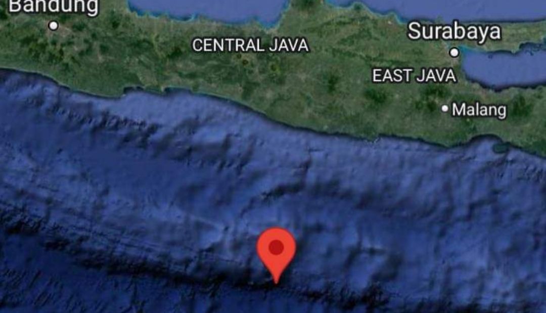 Peta Lokasi Gempa Pacitan Jawa Timur. Gempa Magnitudo 5,9 Guncang Pacitan Jawa Timur, Getaran Terasa Sampai Yogyakarta